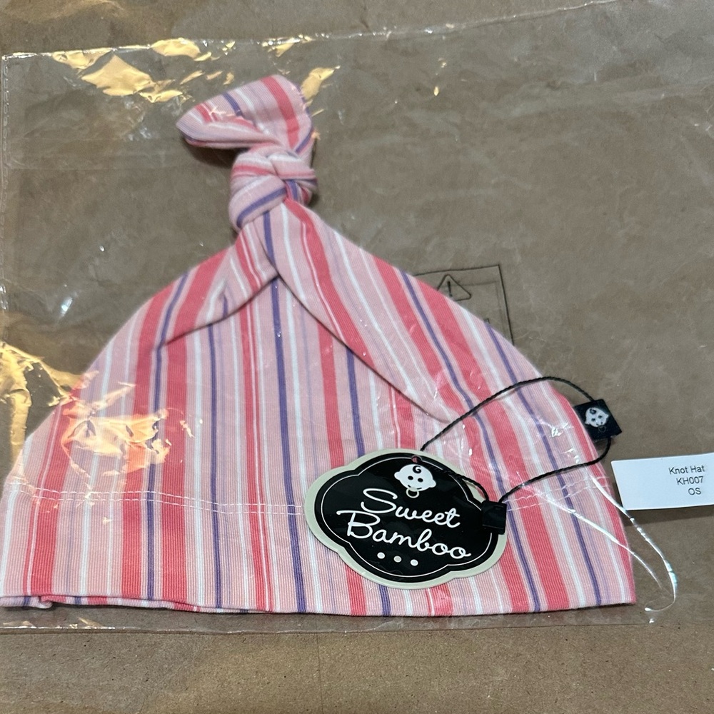 Sweet bamboo Pink Striped Knot Baby Hat